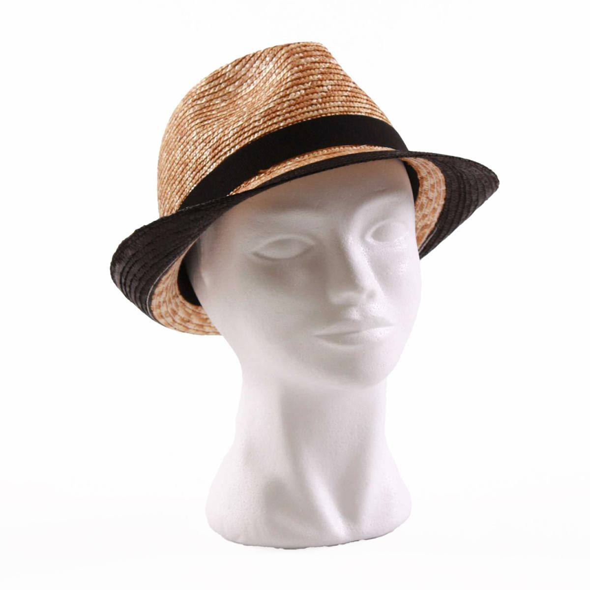 Cappello in paglia naturale modello alpino con fascia nera