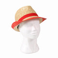 Cappello alpino in paglia naturale con fascia rossa