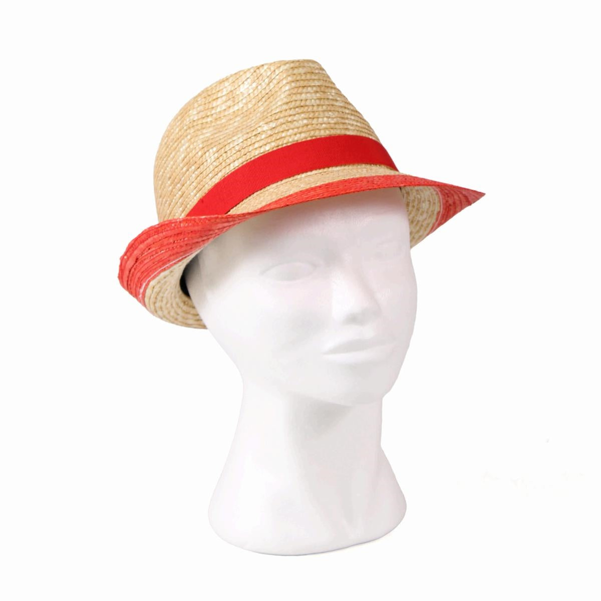 Cappello alpino in paglia naturale con fascia rossa