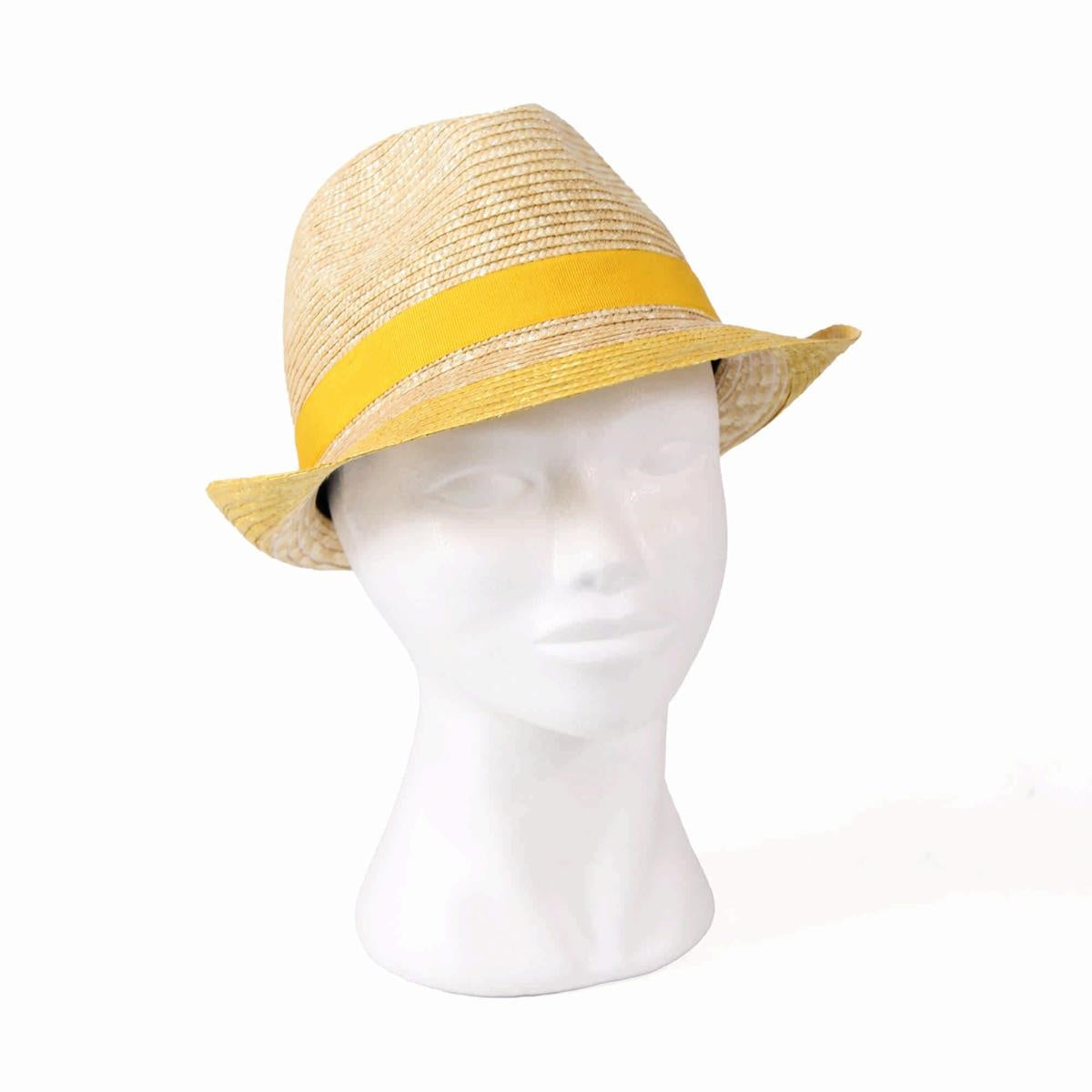 Cappello alpino in paglia naturale con fascia gialla