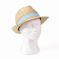 Cappello alpino in paglia naturale con fascia turchese