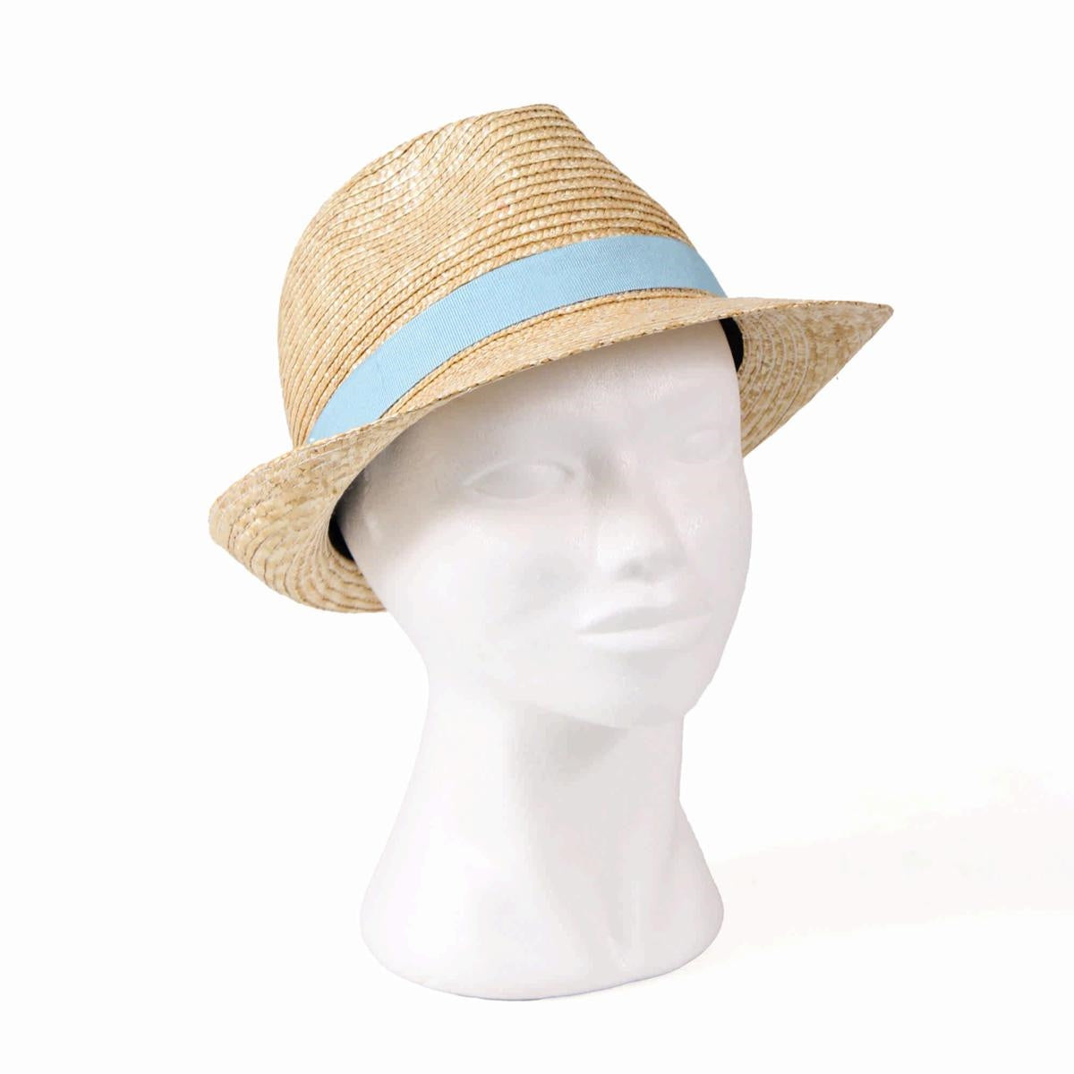 Cappello alpino in paglia naturale con fascia turchese