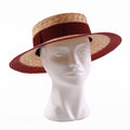 Cappello in paglia naturale con fascia bordeaux