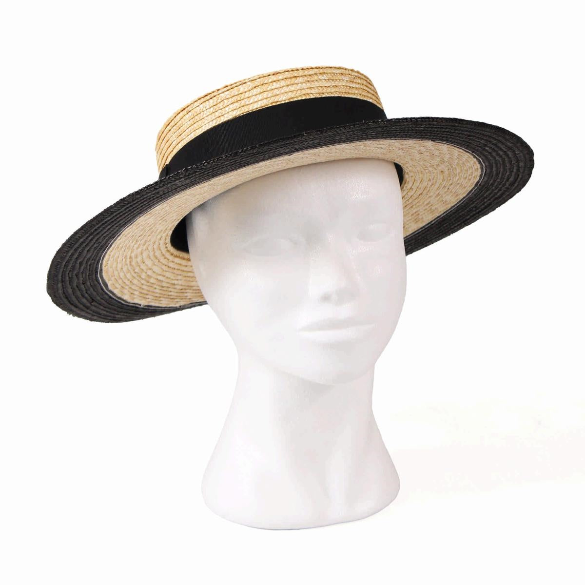 Cappello in paglia naturale con fascia nera