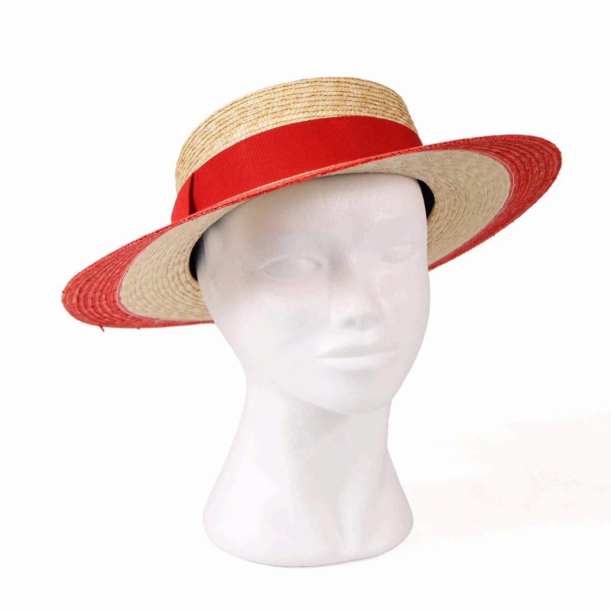 Cappello in paglia naturale con fascia rossa