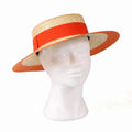 Cappello in paglia naturale con fascia arancione