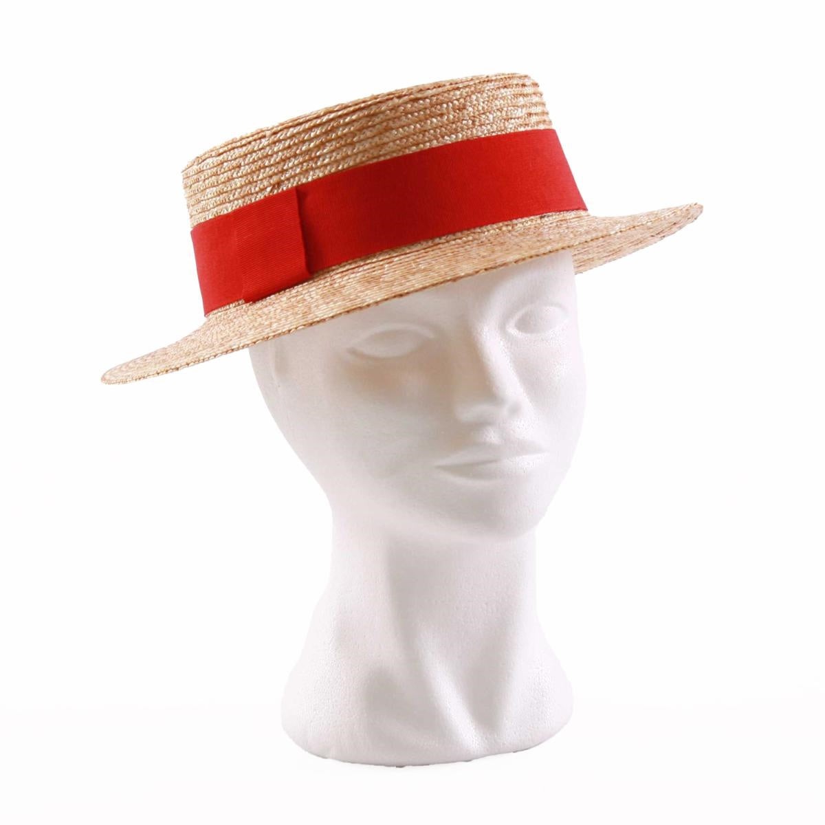 Cappello in paglia naturale con fascia rossa