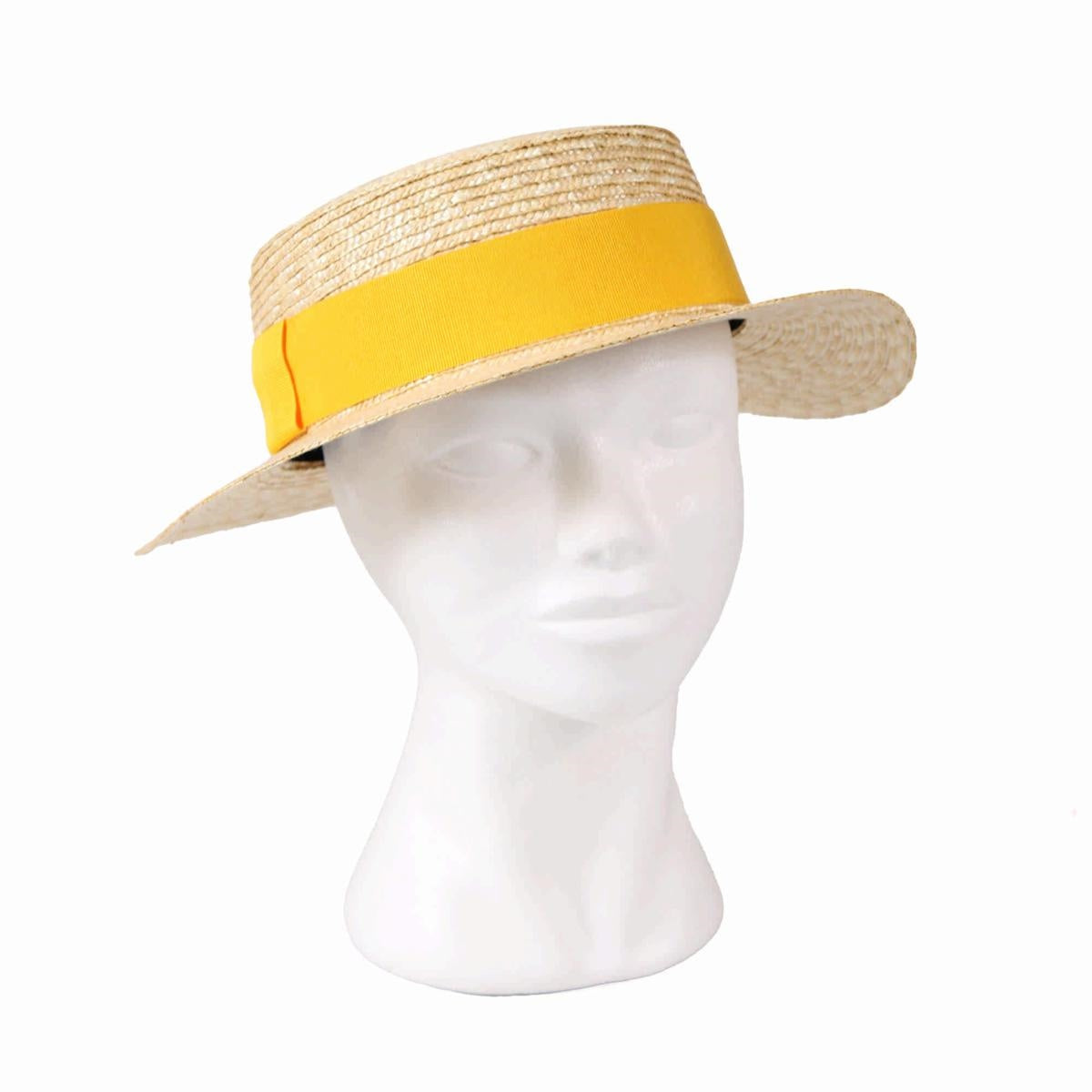 Cappello in paglia naturale con fascia gialla