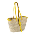Borsa in paglia naturale e vera pelle nera