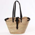 Borsa in paglia naturale e vera pelle
