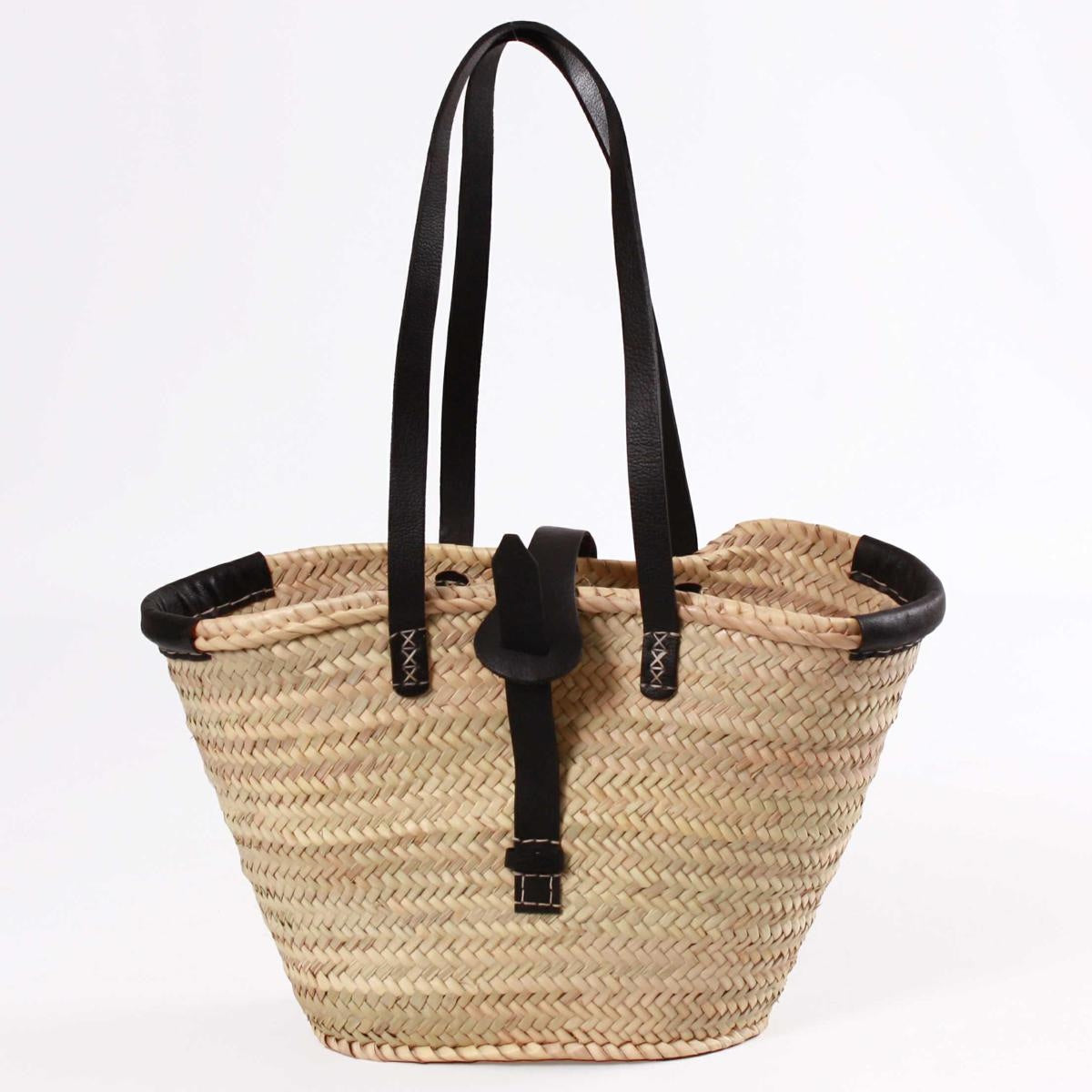 Borsa in paglia naturale e vera pelle