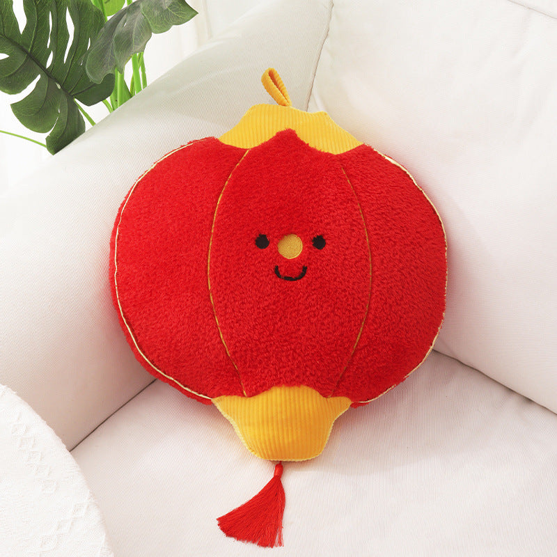 Cuscino peluche leone portafortuna, decoro per divano