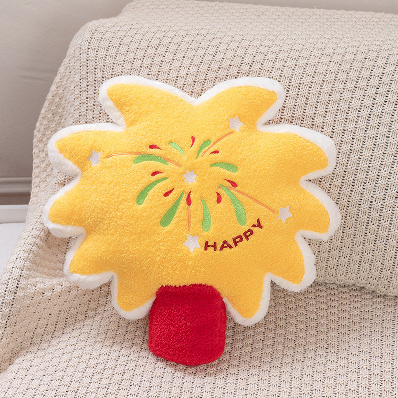 Cuscino peluche leone portafortuna, decoro per divano