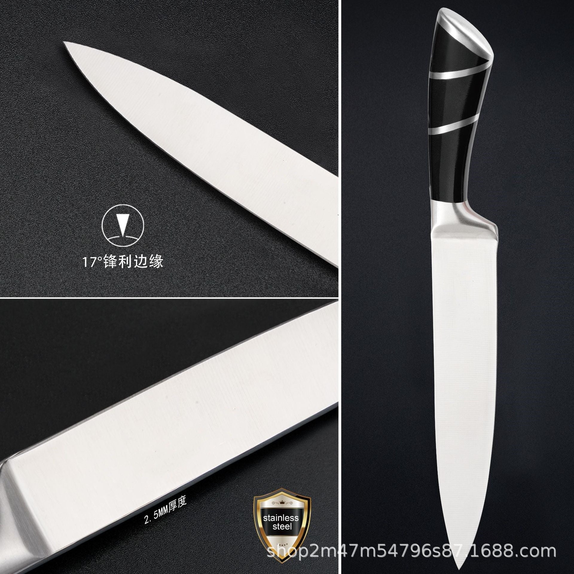 Set 8 coltelli da cucina in acciaio con ceppo girevole – dettaglio 2