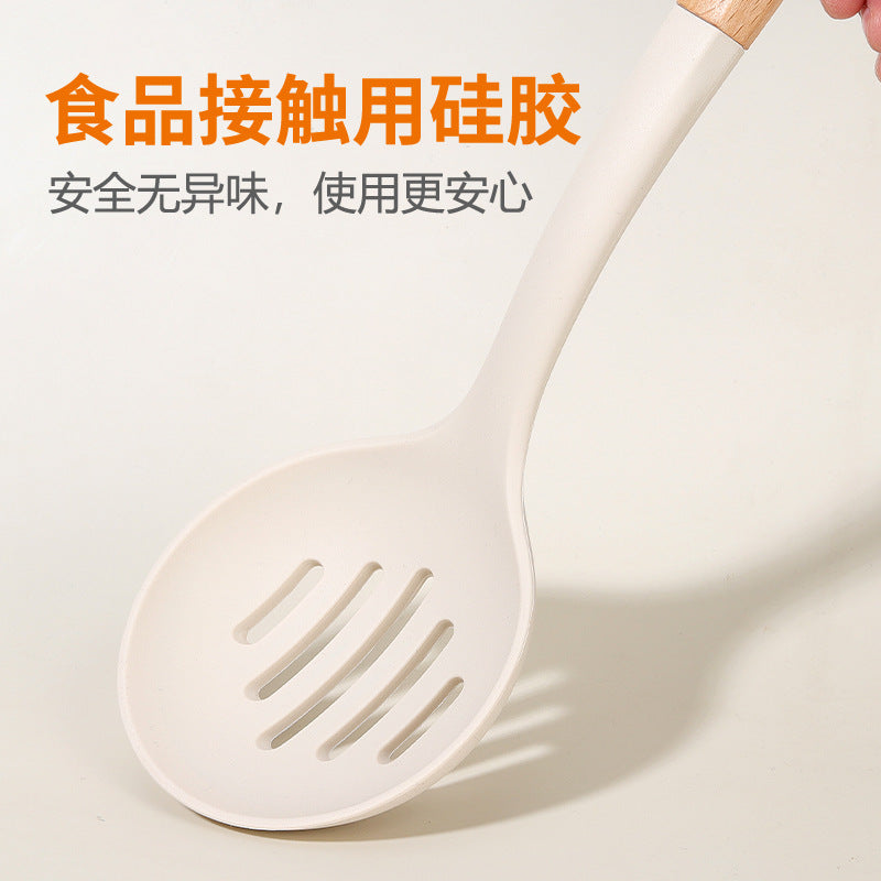 Utensili in silicone con manico in legno, singoli o set – dettaglio 1