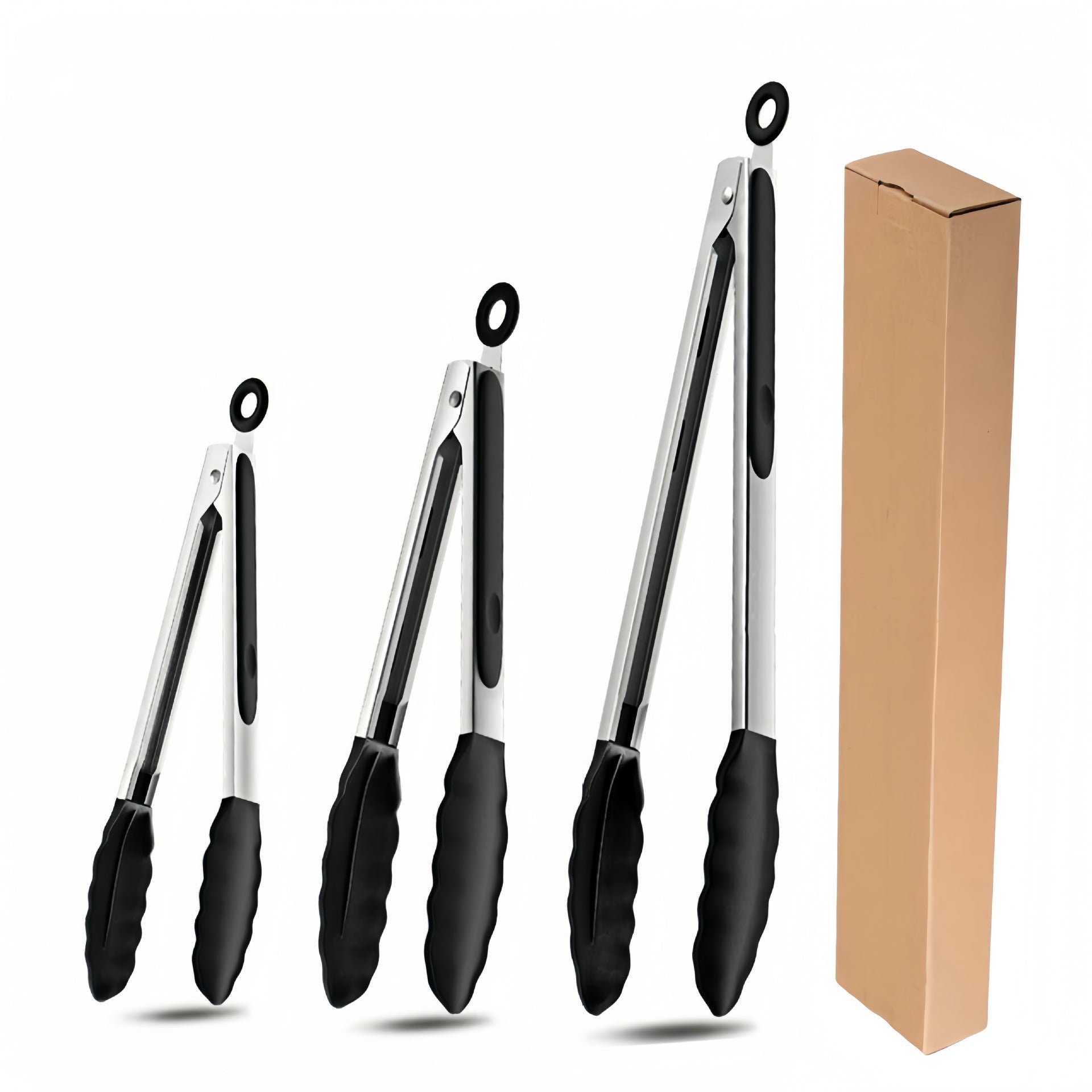 Pinza da cucina in silicone e acciaio, 18, 23 e 30 cm