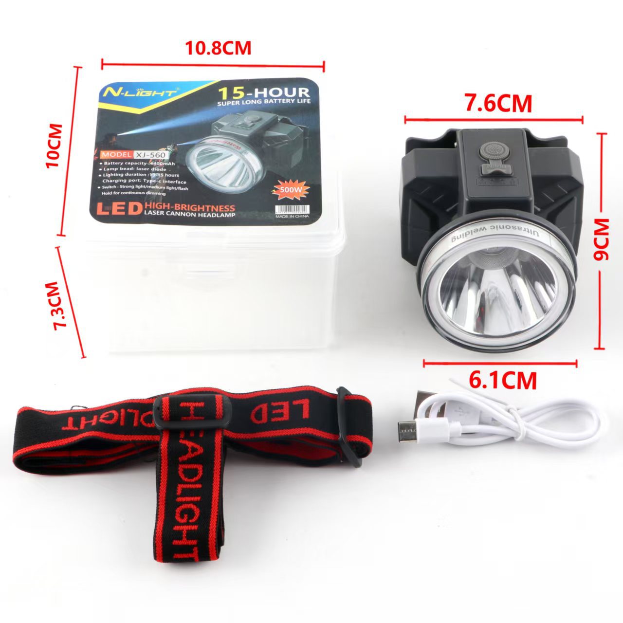 Torcia frontale LED ricaricabile ad alta potenza – foto 6