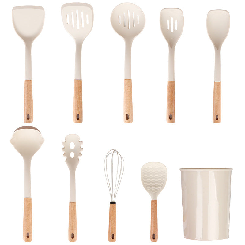 Utensili in silicone con manico in legno, singoli o set – dettaglio 4