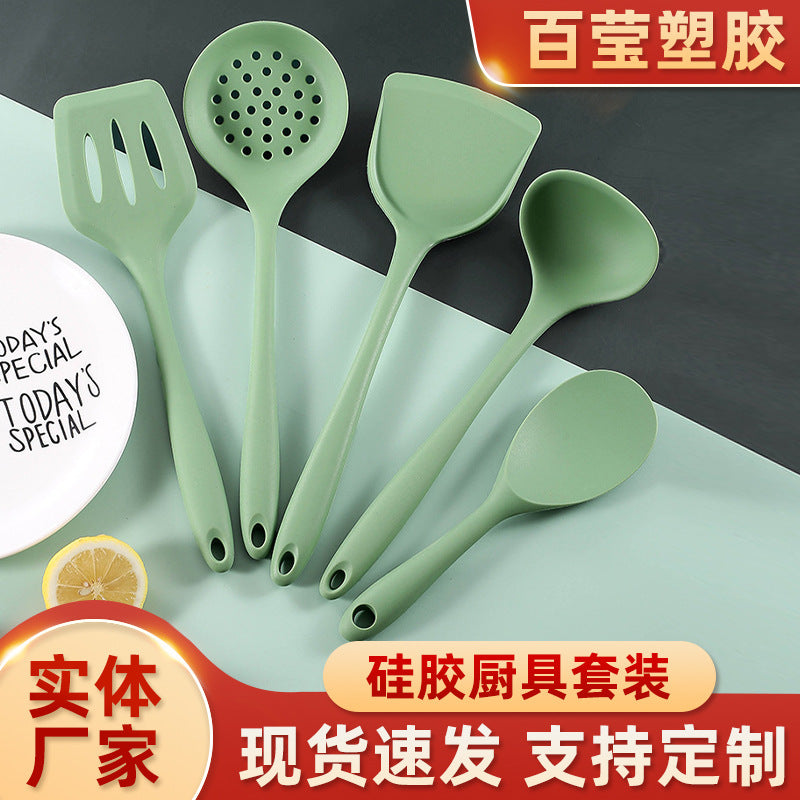 Utensili in silicone verde avocado, set 5 pezzi