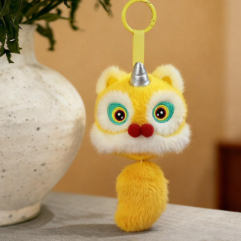 Cuscino peluche leone portafortuna, decoro per divano