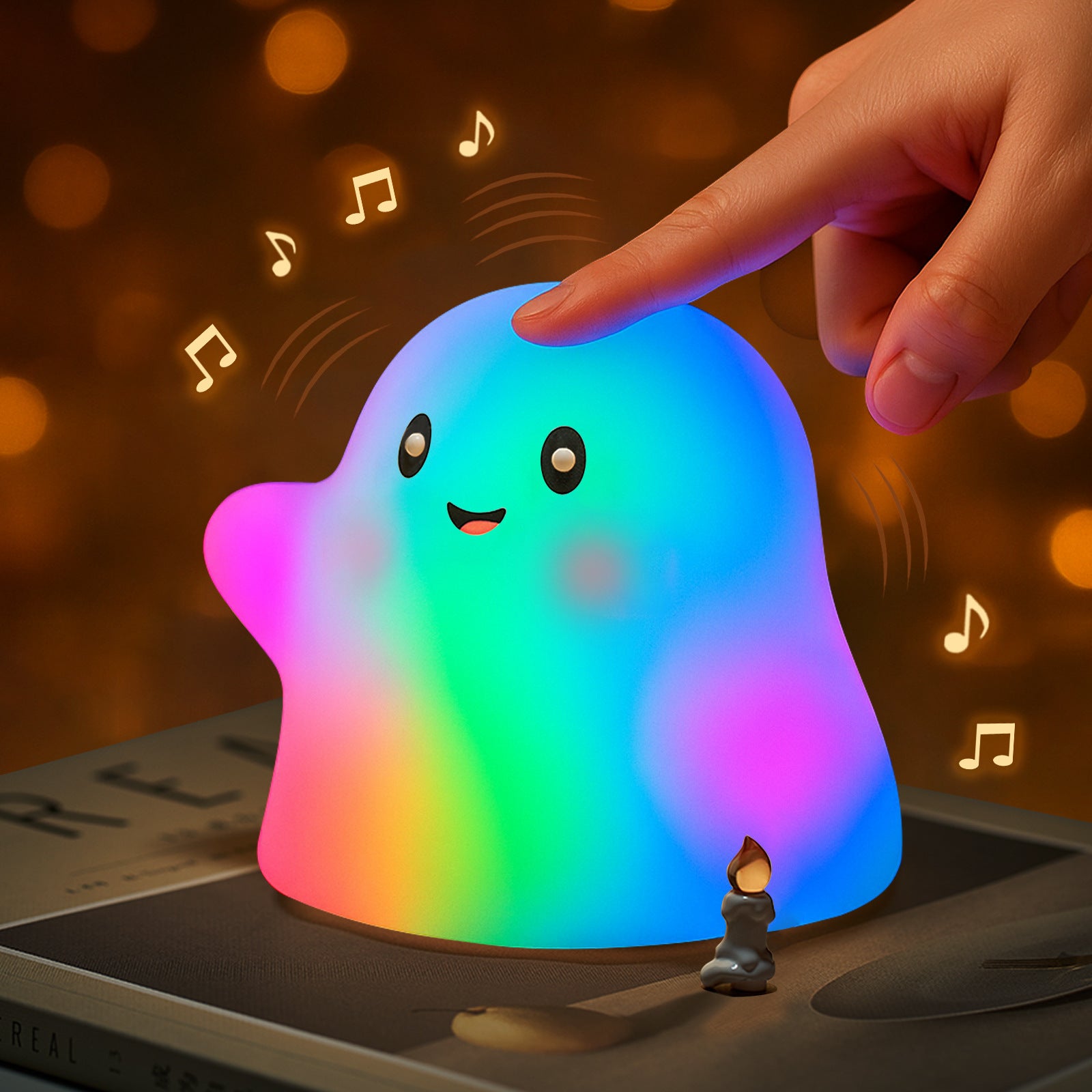 Luce notturna fantasma in silicone, tap, per Halloween – foto 7