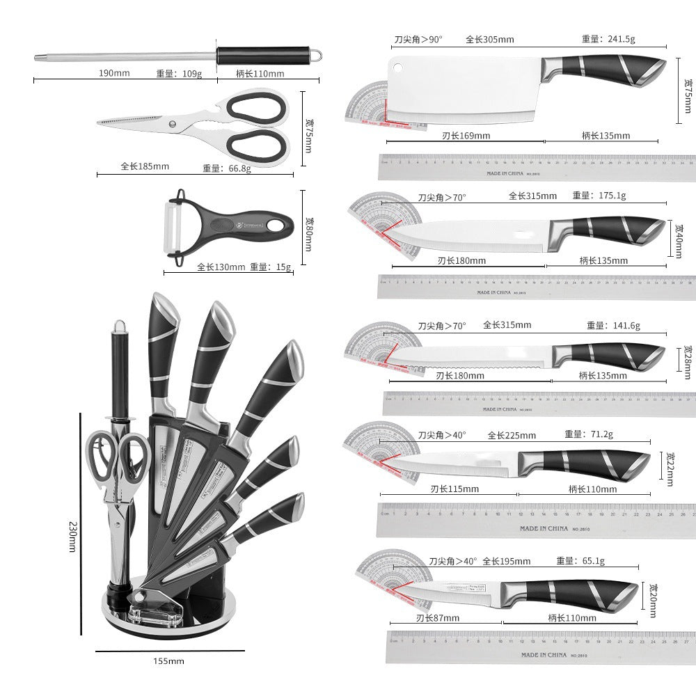 Set 8 coltelli da cucina in acciaio con ceppo girevole – dettaglio 3