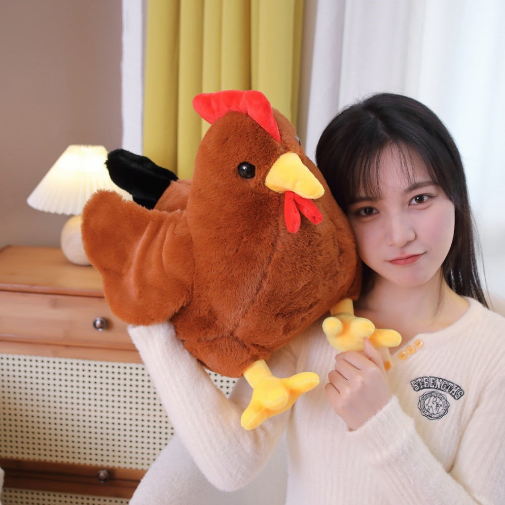Cuscino peluche a forma di gallina, morbido e decorativo