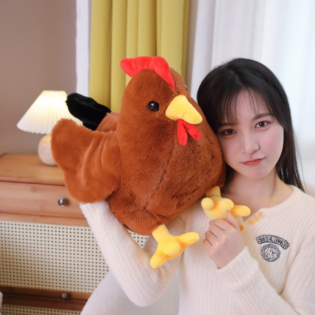 Cuscino peluche a forma di gallina, morbido e decorativo