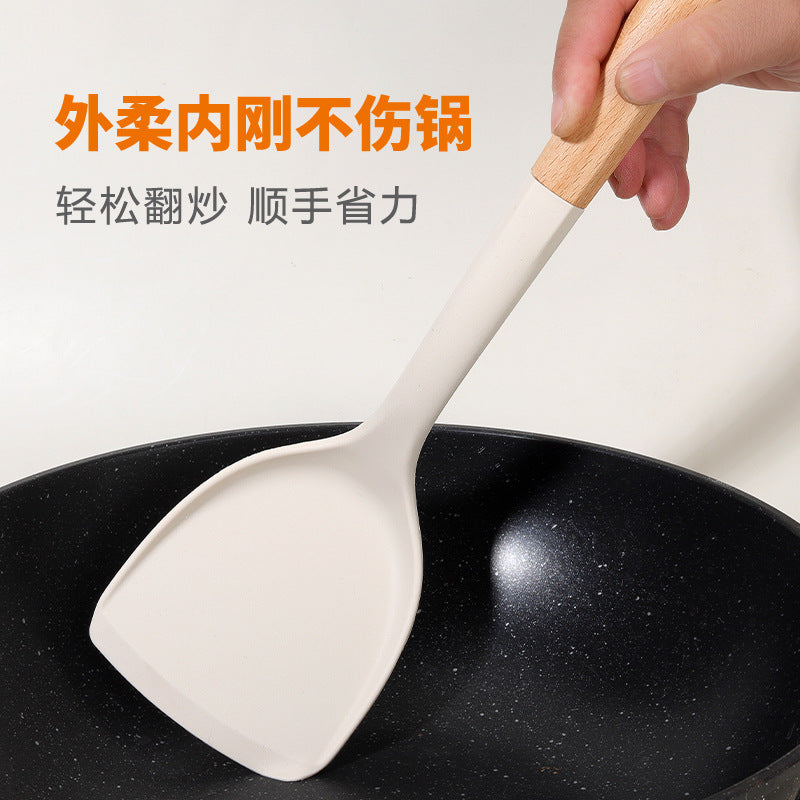 Utensili in silicone con manico in legno, singoli o set – dettaglio 3