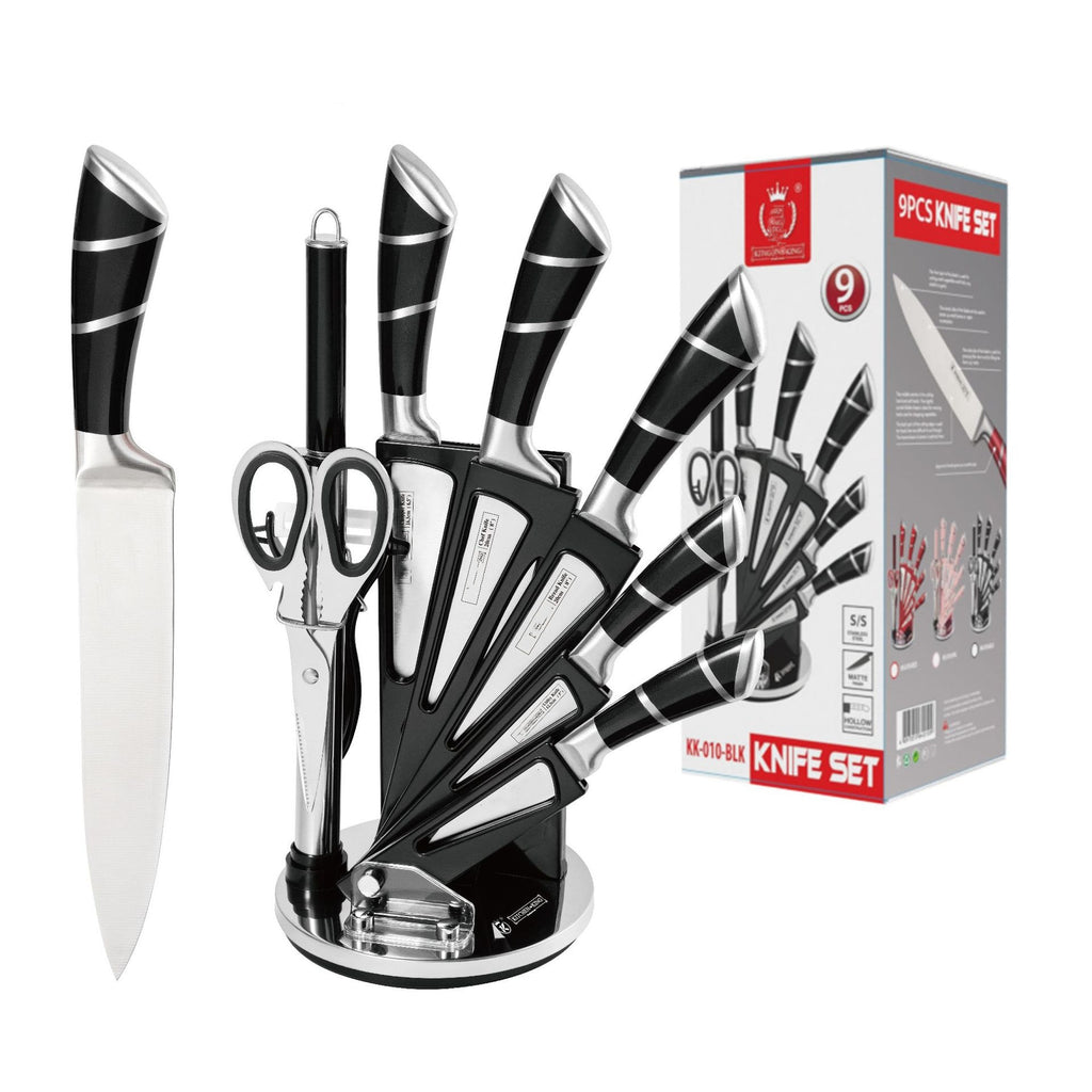 Set 8 coltelli da cucina in acciaio con ceppo girevole