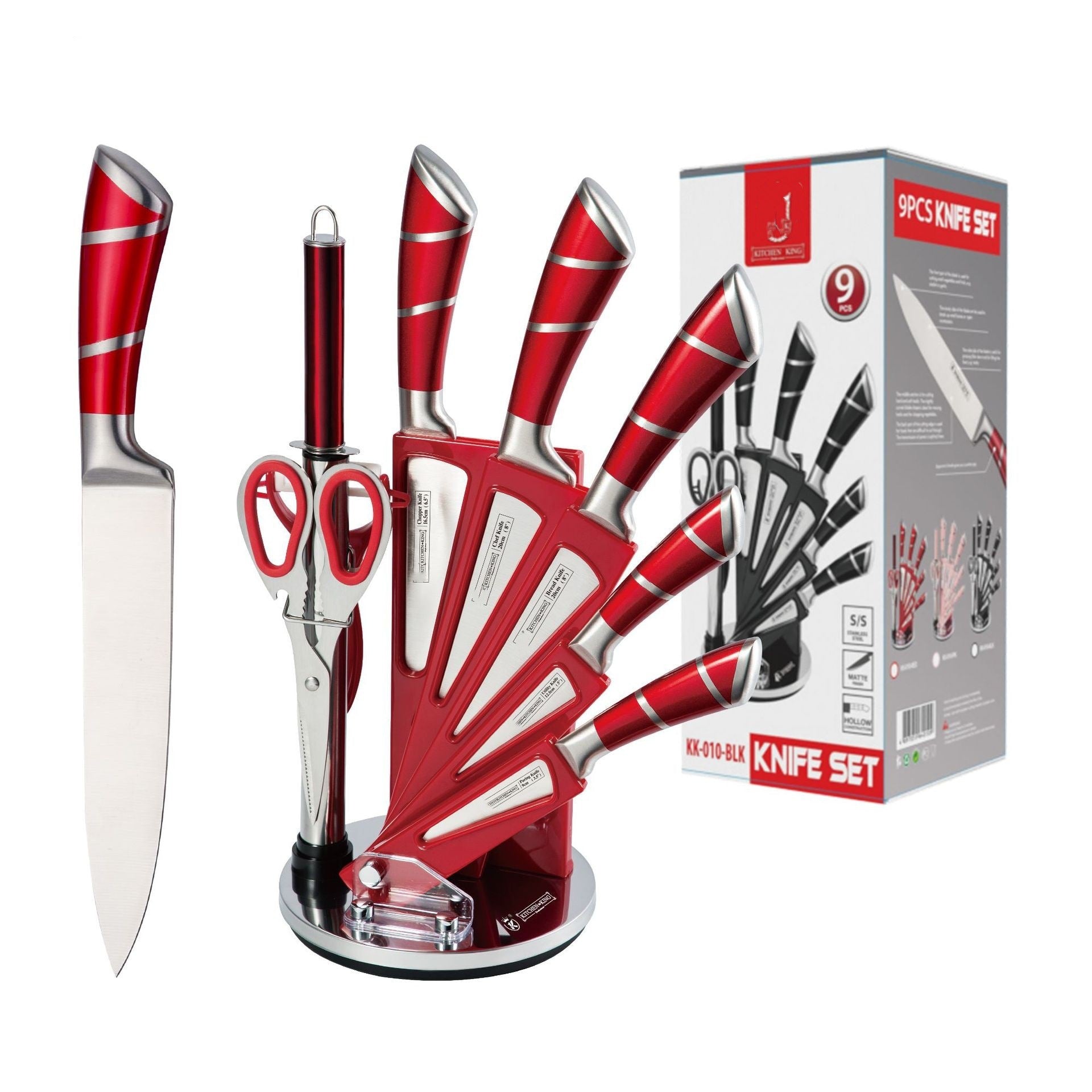 Set 8 coltelli da cucina in acciaio con ceppo girevole – dettaglio 7