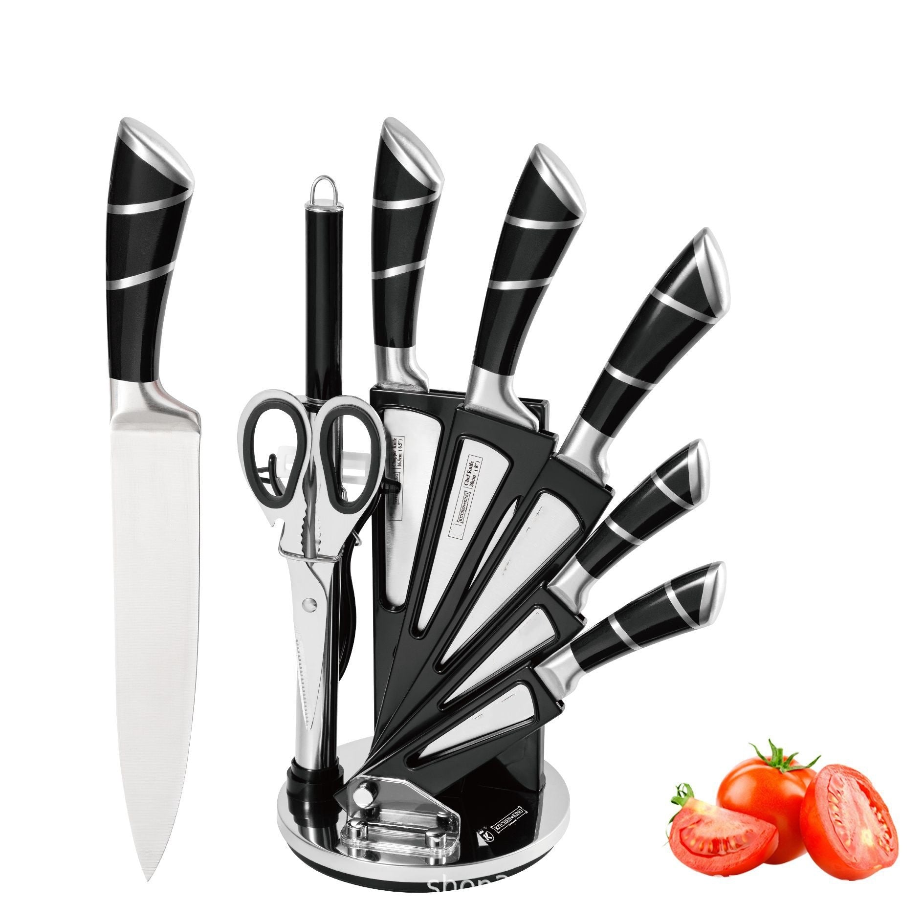 Set 8 coltelli da cucina in acciaio con ceppo girevole – dettaglio 4