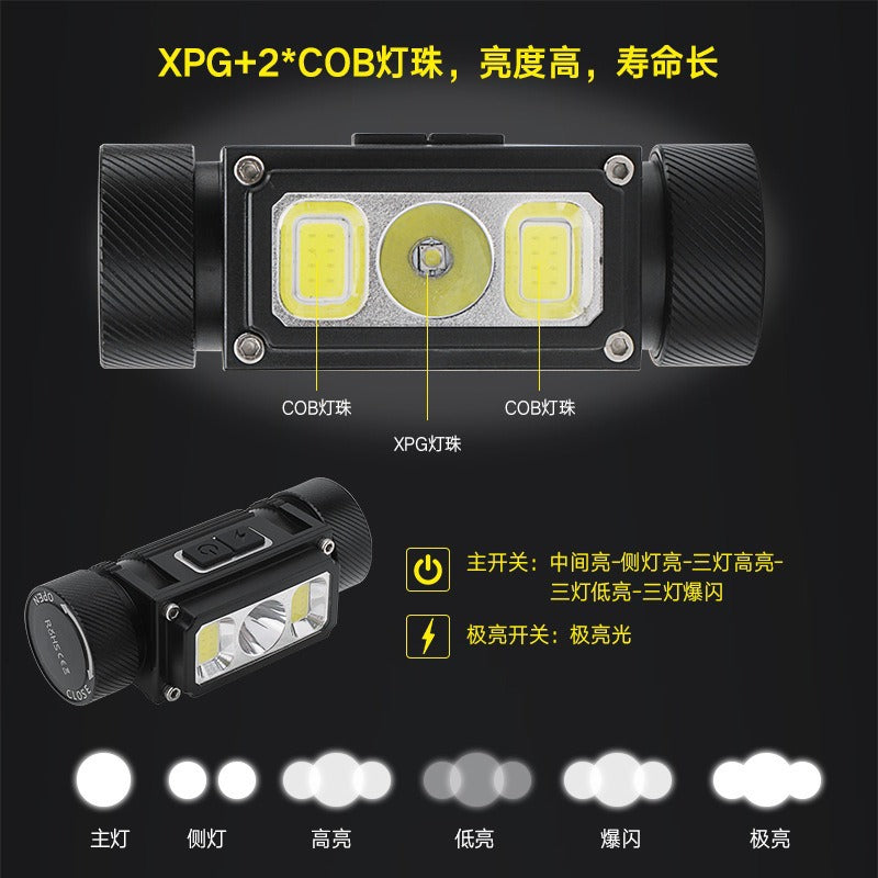 Torcia frontale LED ricaricabile USB, alta autonomia – foto 2