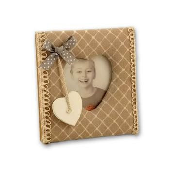 Porta foto tessuto beige, 12x12 cm