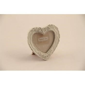 Portafoto a cuore in legno bianco con rosellina (kit da 10)
