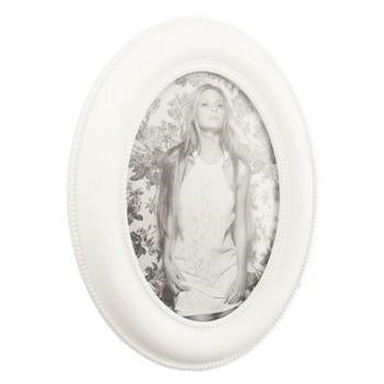 Portafoto ovale in legno bianco (kit da 10)