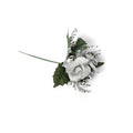 Pick decorativo con foglie e palle argento (kit da 10)