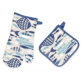 Presina e guantone da forno, collezione Beach (kit da 3)