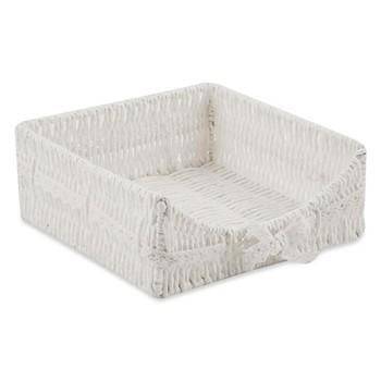 Portatovaglioli bianco con fiocco bianco (kit da 10)