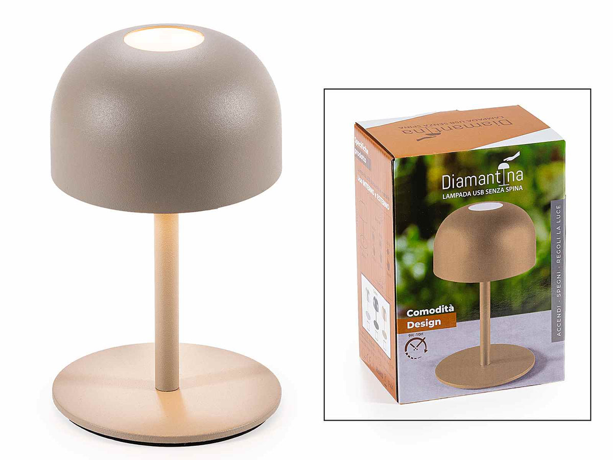 Diamantina, mini lampada in metallo bianco con luce LED, si accende, Ø 9 cm x 15 H