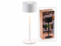 Diamantina, lampada da tavolo in metallo bianco con luce LED, si accende, Ø 9 cm x 25 H