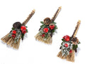 Mazzolini natalizi decorativi con scopetta e decorazioni innevate con bacche /, set da 12 pezzi, cm 13 H