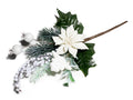 Mazzolini con stelle Natale artificiali pick bianche con bacche e decori, set da 10 pezzi, cm 18,5 H (con gambo 30)