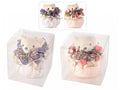 Sacchetti in organza con orsetti di peluche, fiori artificiali e nastrini, set da 4 pezzi, Ø 9,5 cm x 10 H