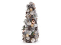 Alberi di Natale con pigne glitterate e palline color bronzo, Ø 18 cm x 42,5 H