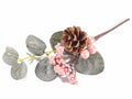 Mazzolini pick con pigna e bacche decorative rosa, set da 20 pezzi, cm 12 H (con gambo 21)
