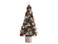 Alberi di Natale decorativi con base tronco in legno, struttura in pigne e rami, set da 2 pezzi, cm 22 x 12 x 53 H
