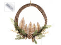 Ghirlande natalizie luminose con decori in abete e pigne glitterate, Ø 35 cm