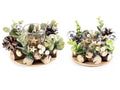 Centrotavola con legnetti, pigne, palline e vasetto portacandela, set da 2 pezzi, Grande: Ø 15 cm x 8,5 H