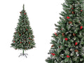 Pini natalizi artificiali / alberi di Natale con Bacche Rosse, pigne e neve, M 1,80 H